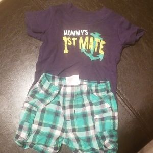 Carters tshirt and plaid shorts 3m